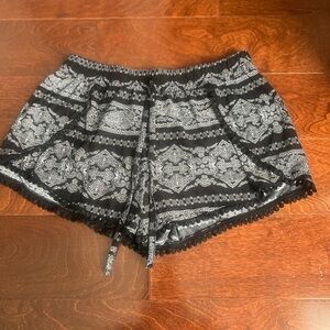 Black and Gray Patterned Shorts